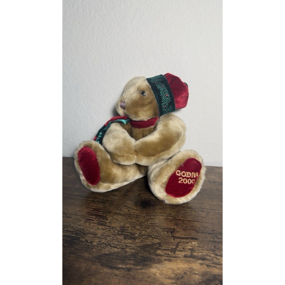 Vintage 2000 Collectible Godiva Winter Teddy Bear Plush Stuffed Animal Christmas